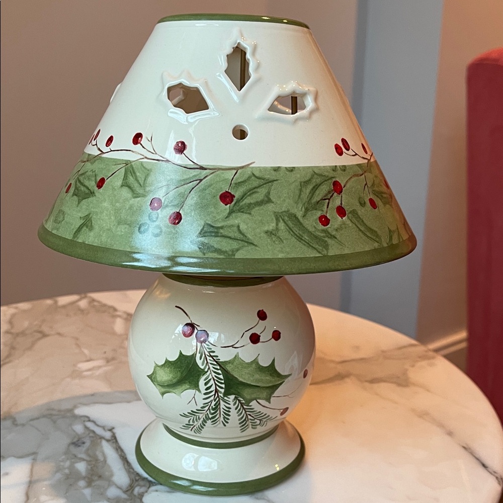 Lenox Holiday Gatherings Candle Lamp with Holly Berry Design